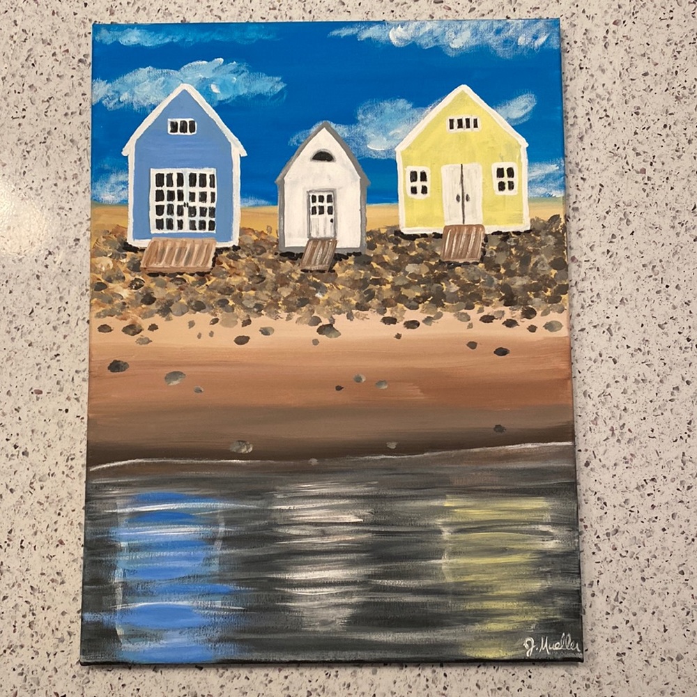 HAND CRAFTED beach ocean lake painting home decor handmade wall art nautical